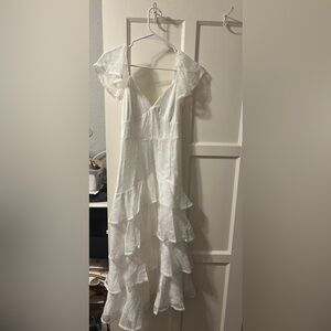 Lulu's White High Low Lace Dress